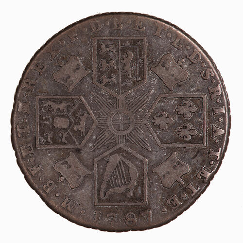 Coin - Sixpence, George III, Great Britain, 1787 (Reverse)