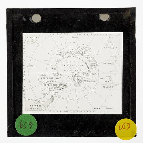 Lantern Slide - Chart Depicting BANZARE Australian Claims, Antarctica, 1929-1930