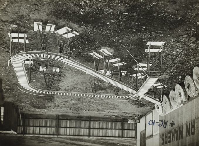 Photograph - Schumacher Mill Furnishing Works, Conveyor in Factory Yard, Port Melbourne, Victoria, circa 1930s