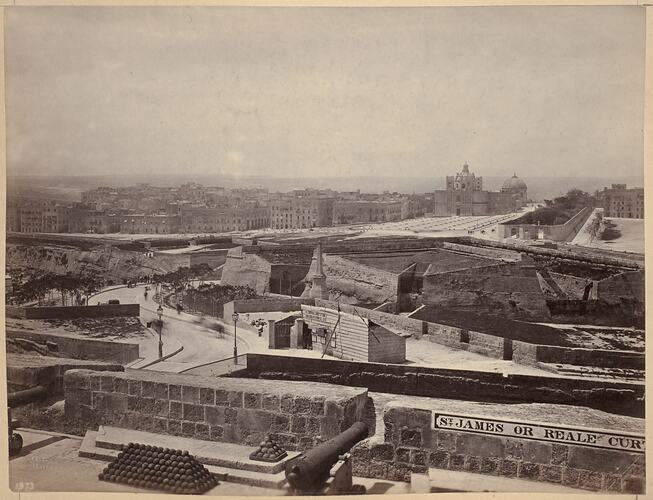 Floriana from Porto Reale, Malta, circa 1870