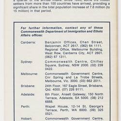 Leaflet - 'Australia's Migration Policy', Department of Immigration & Ethnic Affairs, circa 1980