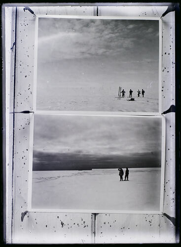 Glass Negative- Copy of Photographs of RAAF Search Party in Antarctic Landscape, Antarctica Relief Expedition, 1935-1936