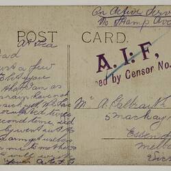 Postcard - 'S.S. Ceramic', from A. G. F. Galbraith to A. Galbraith, 1915