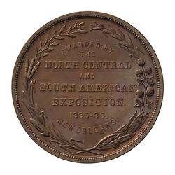 Medal - North Central & South American Exposition, New Orleans, United States of America, 1885-1886