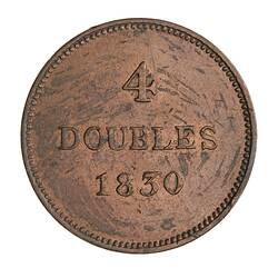 Coin - 4 Doubles, Guernsey, Channel Islands, 1830