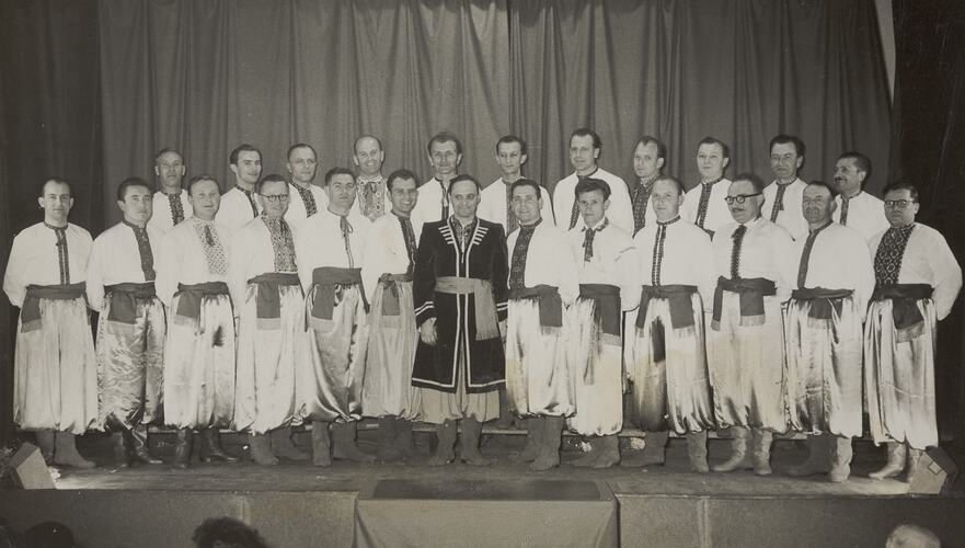 Ukrainian Male Choir, in Traditional Costume, South Melbourne Town Hall, 1955