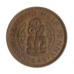 Coin - 1/2 Penny, New Zealand, 1945