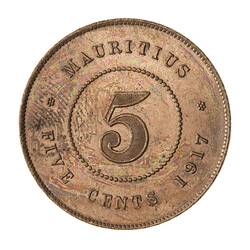 Coin - 5 Cents, Mauritius, 1917
