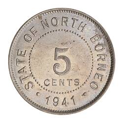 Coin - 5 Cents, North Borneo, 1941