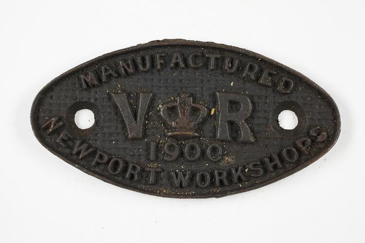 Rollingstock Builder's Plate - Victorian Railways, Newport Workshops, 1900