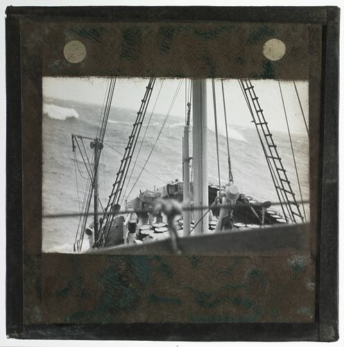 Lantern Slide - Discovery II Bow View, in Rough Seas, Ellsworth Relief Expedition, Antarctica,1935-1936