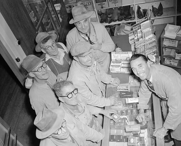 Negative - Group Portrait in General Store, Yarraville, Victoria, 1958