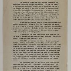 Manuscript - History of Wartime Munitions Production at Sunshine Harvester Works, 1939-1945