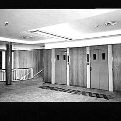 Photograph - Orient Line, RMS Orcades, First-Class Entrance Lobby Lifts & Stairs, B Deck Forward, 1948