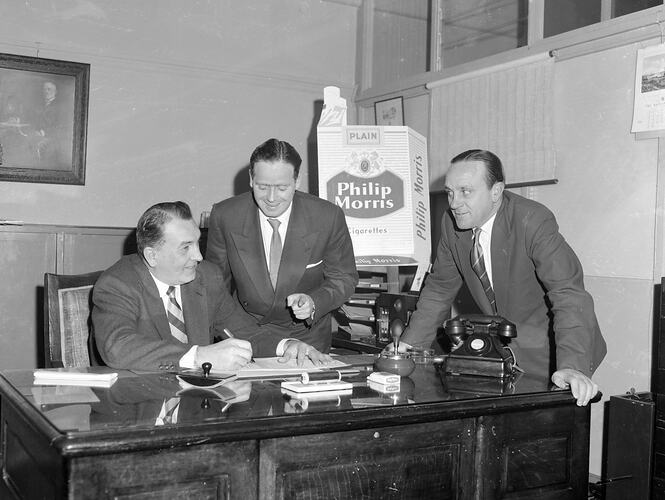 Philip Morris & Co. Ltd, Three Men in Office, Melbourne, Victoria, Jul 1958