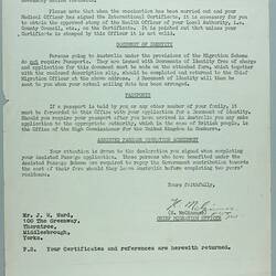 Letter - 'Confirmation of Application by Mr J.W. Ward, Wife & 3 Children', London, 16 Aug 1961