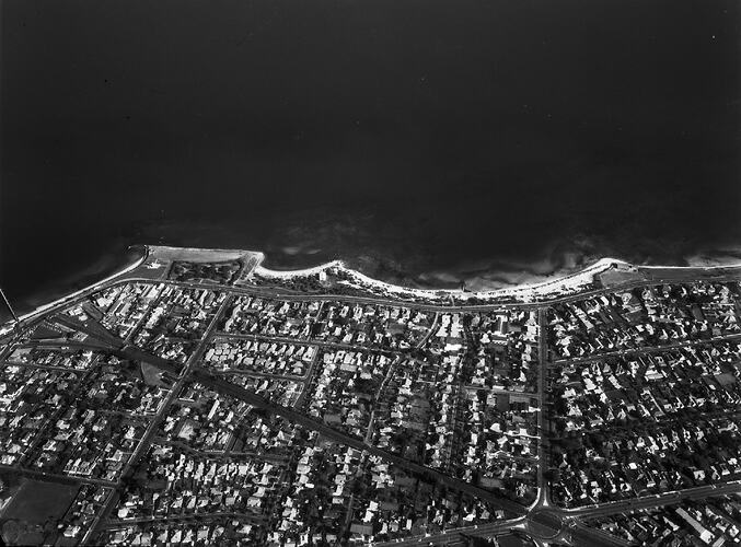 Negative - Aerial View of Brighton, Victoria, 1968