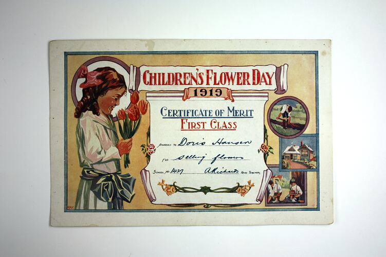 Certificate - Children's Flower Day, 1919