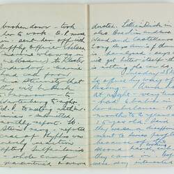 Open book, 2 cream pages dated Tuesday 28. Cursive handwritten text in black/blue ink. Page 88 and 89.