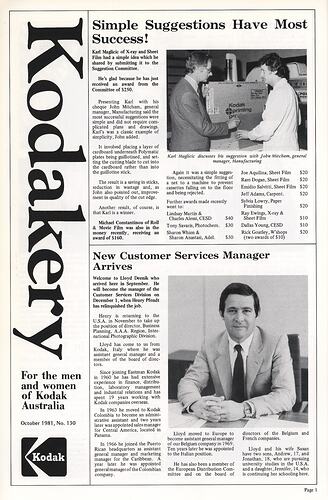 Newsletter - 'Australian Kodakery', No 130, Oct 1981