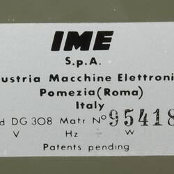 Programmer - IME, Model DG 308, circa1969
