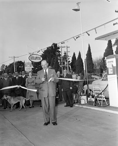 Atlantic Union Oil Company, Man Cutting Red Tape, Victoria, 15 May 1959