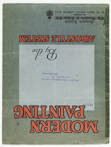 Front cover with printed text.