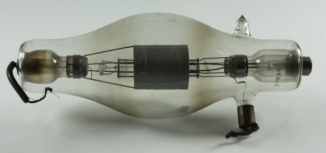 Glass valve with delicate electrical components inside.