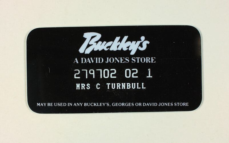 Front of black store card.