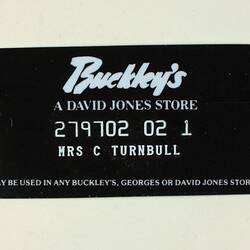 Front of black store card.
