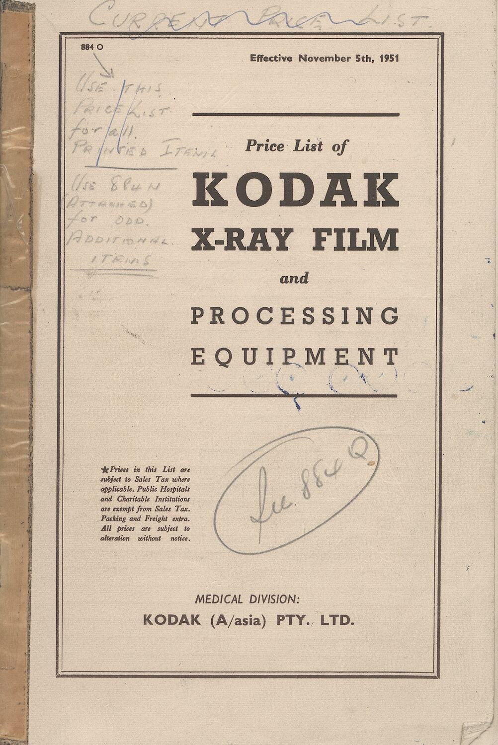 Price List - Kodak (Australasia) Pty Ltd, 'Kodak X-Ray Film ...