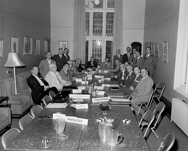 Group Seated at a Boardroom Table, Wilson Hall, Melbourne, 03 Mar 1960