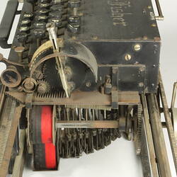 Typewriter and accessories.