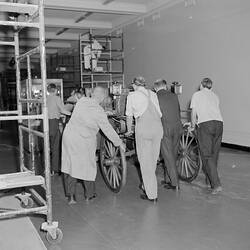 Copy Negative - Relocation of Thomson Steam Car from South Rotunda to Verdon Hall, Science Museum, Melbourne, 1970