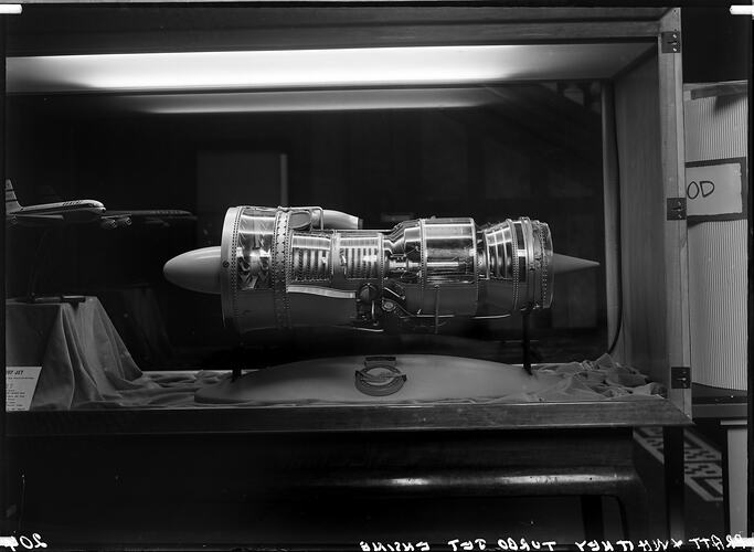 Glass Negative - Pratt & Whitney Turbo Jet Engine, Museum of Applied Science (Science Museum), Melbourne, circa 1950s