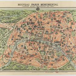 Map - 'Nouveau Paris Monumental', World War I, 1916-1919