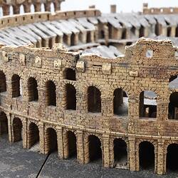 Model of Colosseum made of cork. Detail of external wall.