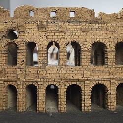 Model of Colosseum made of cork. Detail.
