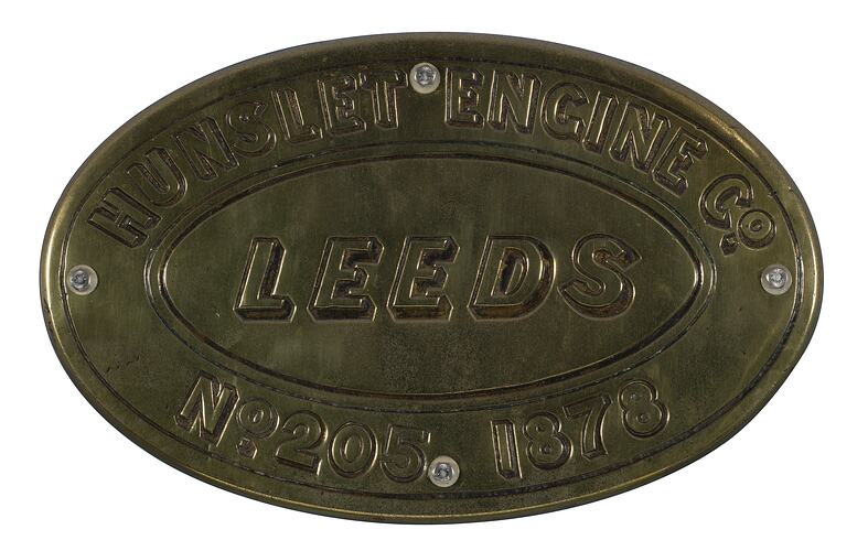 Locomotive Builders Plate - Hunslet Engine Co., Leeds, England, 1878