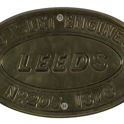Locomotive Builders Plate - Hunslet Engine Co., Leeds, England, 1878