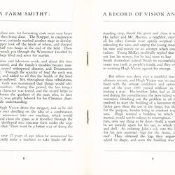 Page from Booklet - Sunshine Harvester Press,  'A Farm Smithy,  A Record of Vision and Pluck',  circa 1930