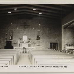 Postcard - St Francis Xavier Church Interior, Frankston, circa 1955