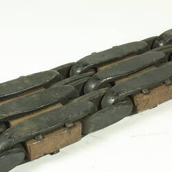 Metal chain with square links. Detail.