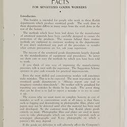 Booklet - Kodak Australasia Pty Ltd, 'Facts for Sensitized Goods Workers', circa 1946-1956, Page 3