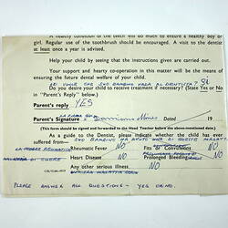 Folded dental treatment order.
