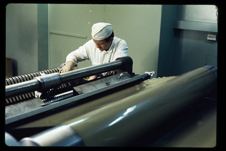 Kodak Australasia Pty Ltd, Film Slitting Machine & Worker, Coburg, 1973