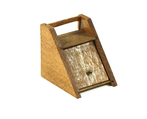 Wooden toy coal scuttle.