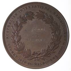 Medal - Australian International Exhibitions Commissioners, 1879-80 AD