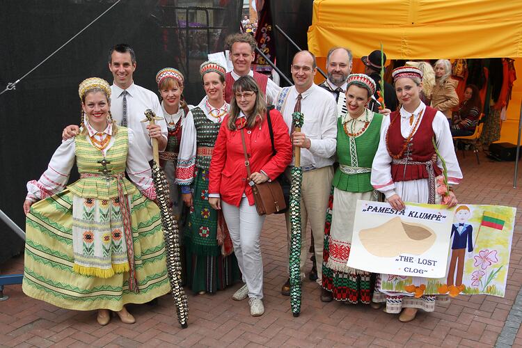 The Lost Clog Folk Ensemble Gathered In Costume, Saules Ziedas International Song Festival, Lithuania, 2015