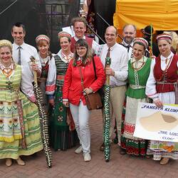 Digital Photograph - The Lost Clog Folk Ensemble Gathered In Costume, Saules Ziedas International Song Festival, Lithuania, 2015